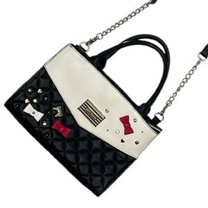 Betsey Johnson Shoulder Bag/ Satchel w/Removable Gold Chain Strap